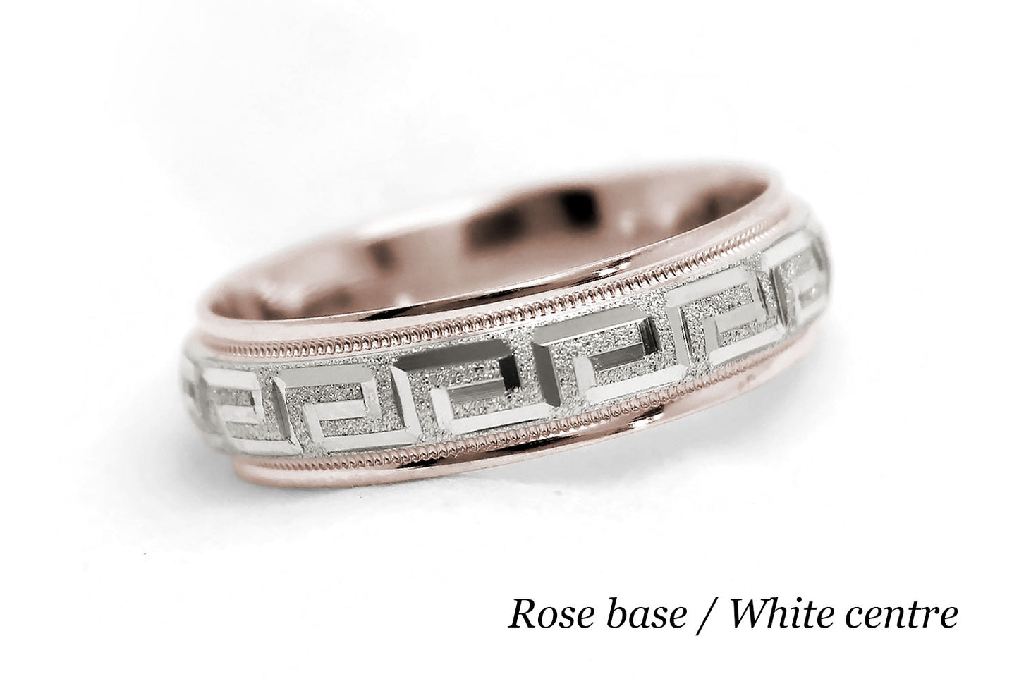 6mm Gold Wedding Band for Men and Women with Greek Key Design | AT-0001
