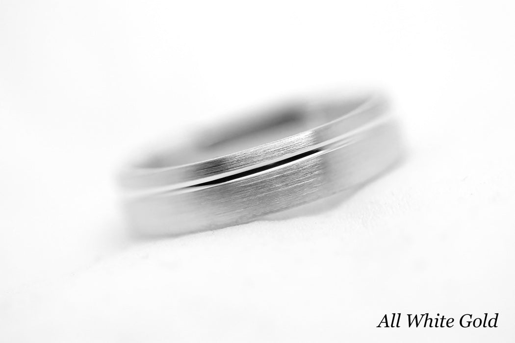5mm Gold Classic Brushed Wedding Band with Line for Men and Women Low Dome | AT-0002