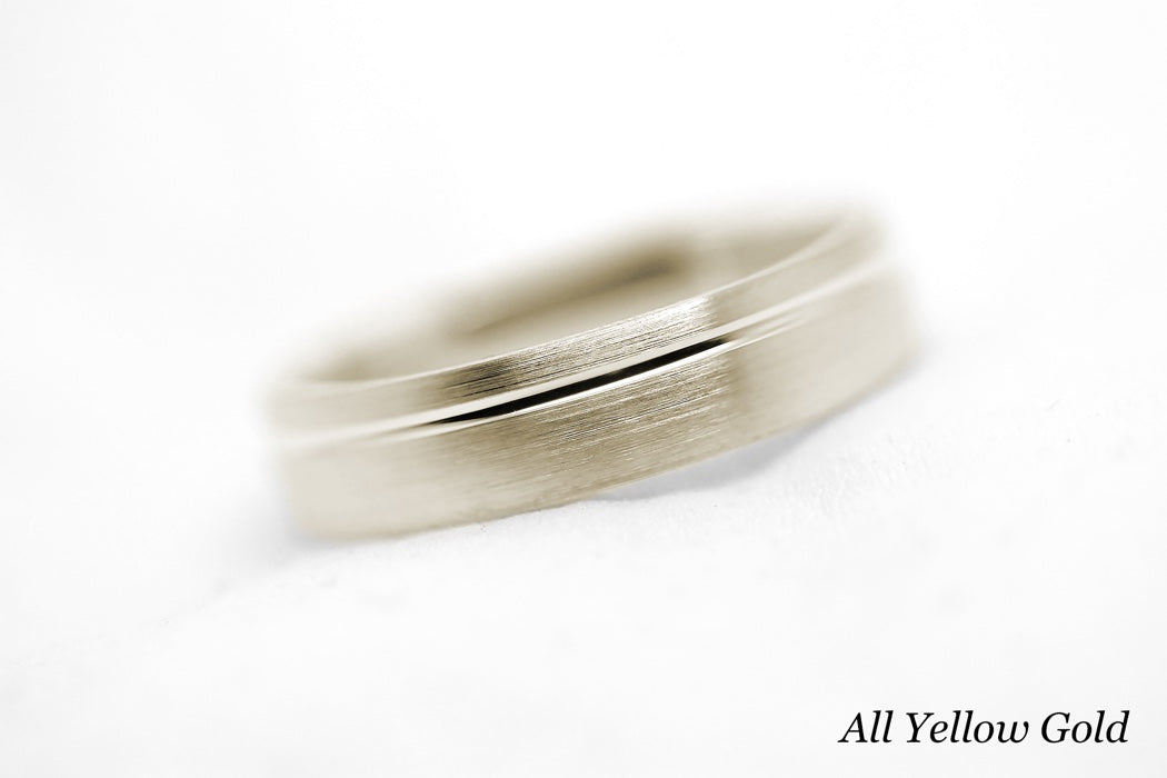 5mm Gold Classic Brushed Wedding Band with Line for Men and Women Low Dome | AT-0002