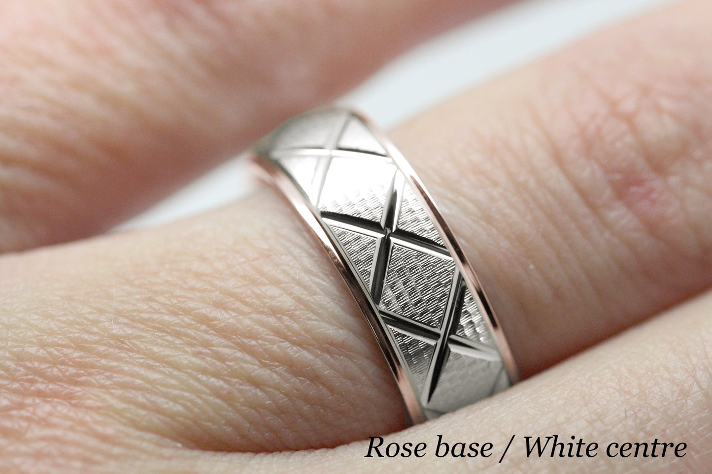 6mm Gold Wedding Band for Men and Women Textured X Pattern | AT-0002