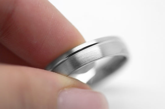 5mm 925 Silver Brushed with line Wedding Band for Men and Women Low Dome | AT-0002