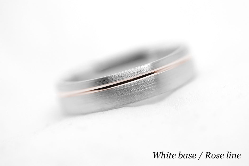 5mm Gold Classic Brushed Wedding Band with Line for Men and Women Low Dome | AT-0002