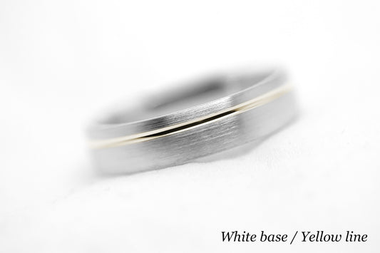 5mm Gold Classic Brushed Wedding Band with Line for Men and Women Low Dome | AT-0002
