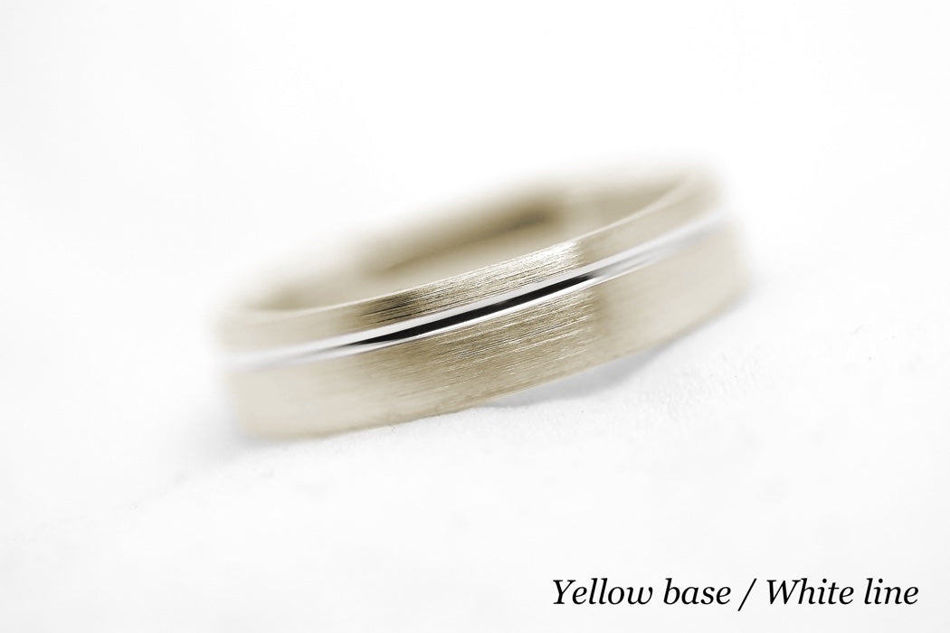 5mm Gold Classic Brushed Wedding Band with Line for Men and Women Low Dome | AT-0002