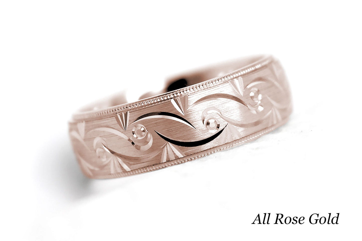 Solid two tone gold wedding band for men and women in rose gold
