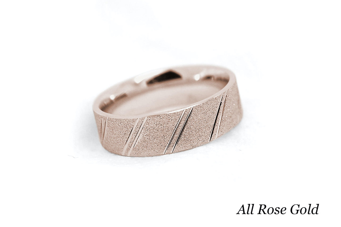 6mm Gold Wedding Band for Men and Women Diamond Dust Diagonal Design | AT-0003
