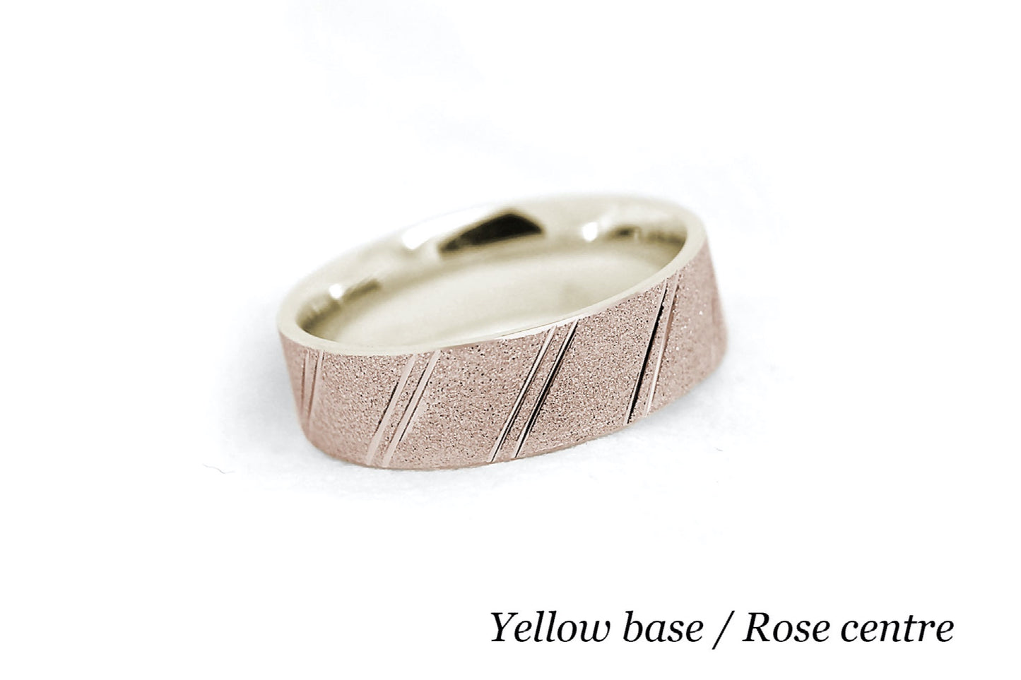 6mm Gold Wedding Band for Men and Women Diamond Dust Diagonal Design | AT-0003