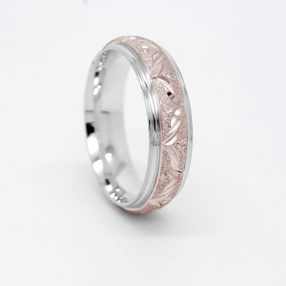 6mm Gold Wedding Band for Men and Women Sparkly Filigree Stardust | AT-0004