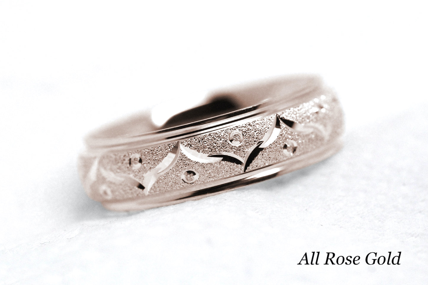 6mm Gold Wedding Band for Men and Women Sparkly Filigree Stardust | AT-0005