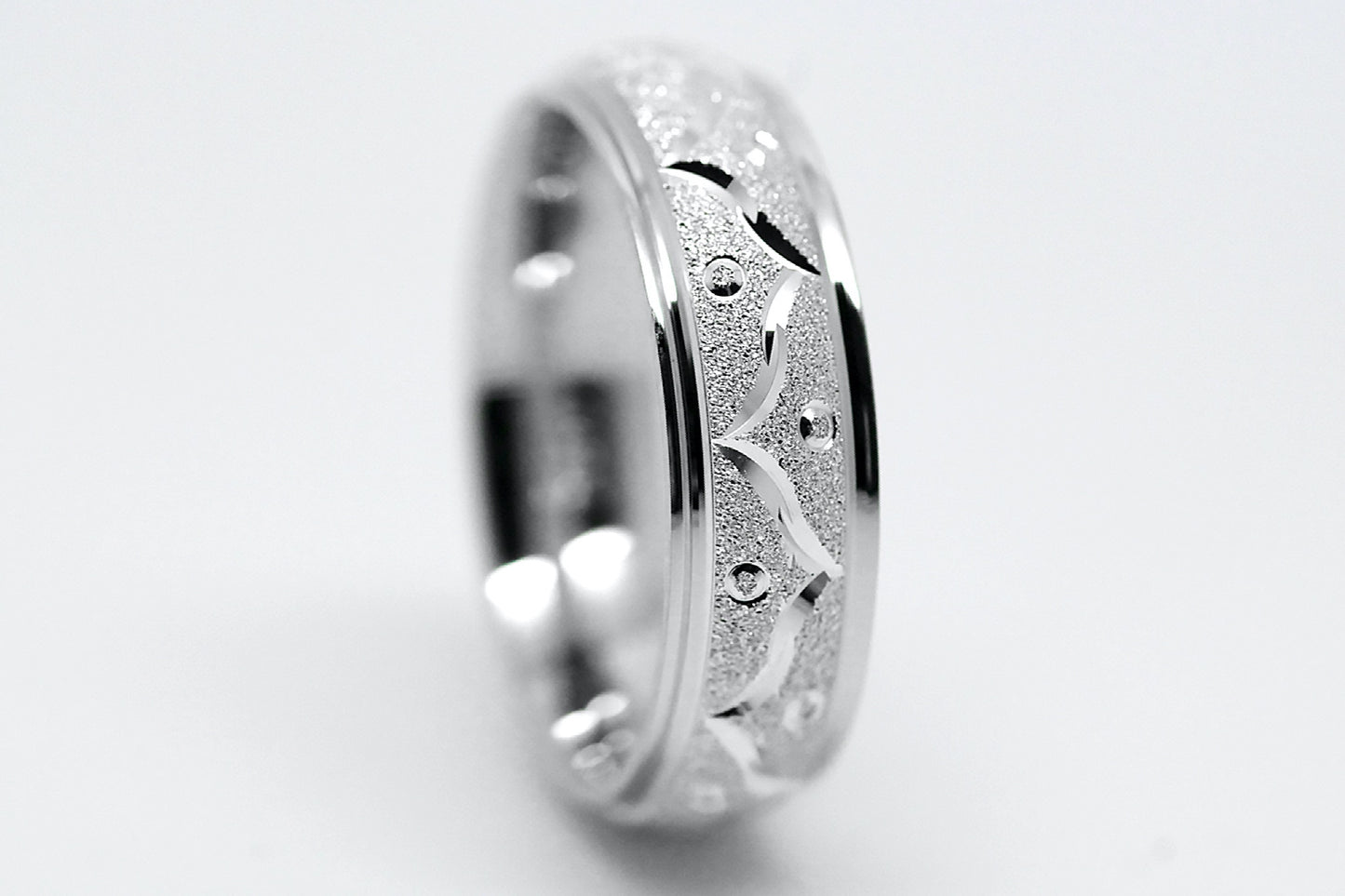6mm Gold Wedding Band for Men and Women Sparkly Filigree Stardust | AT-0005