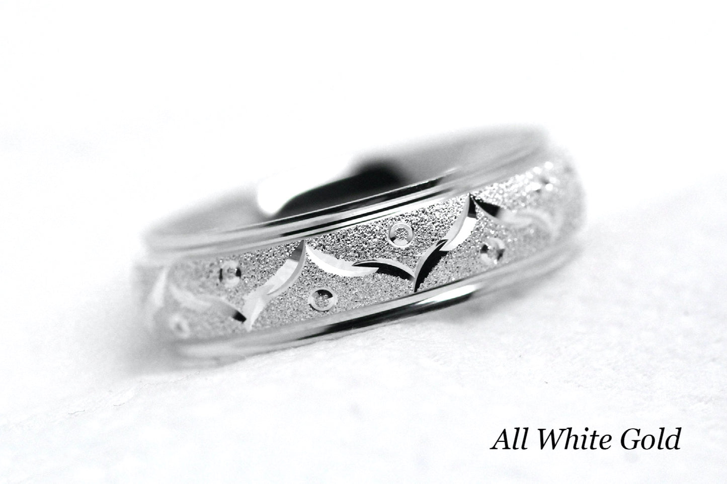 6mm Gold Wedding Band for Men and Women Sparkly Filigree Stardust | AT-0005
