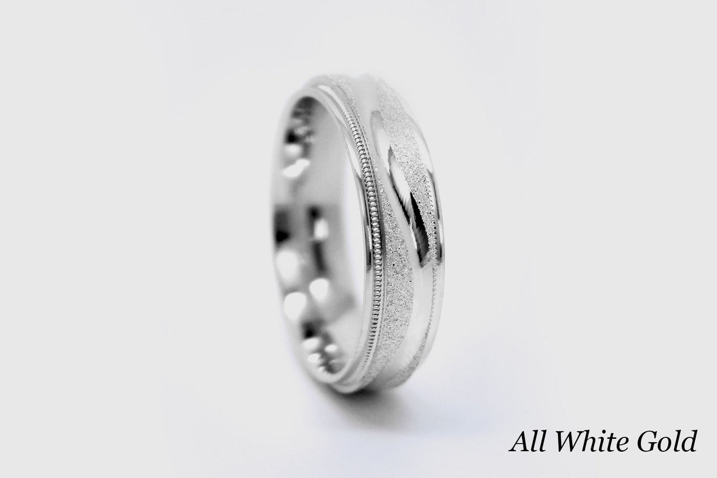 6mm Gold Wedding Band for Men and Women Sparkly Concave Wave | T-0005