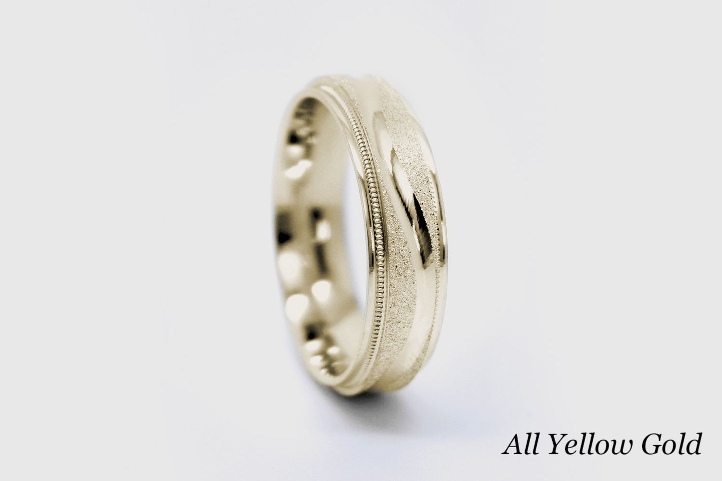 6mm Gold Wedding Band for Men and Women Sparkly Concave Wave | T-0005