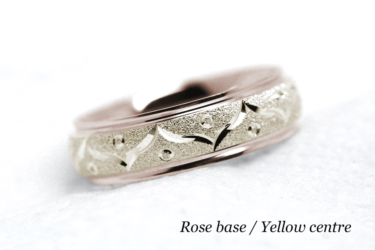6mm Gold Wedding Band for Men and Women Sparkly Filigree Stardust | AT-0005