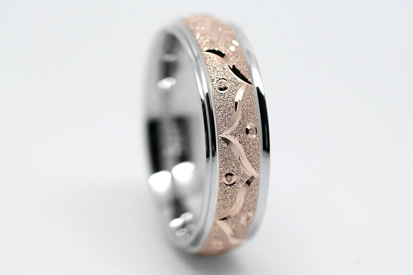 6mm Gold Wedding Band for Men and Women Sparkly Filigree Stardust | AT-0005
