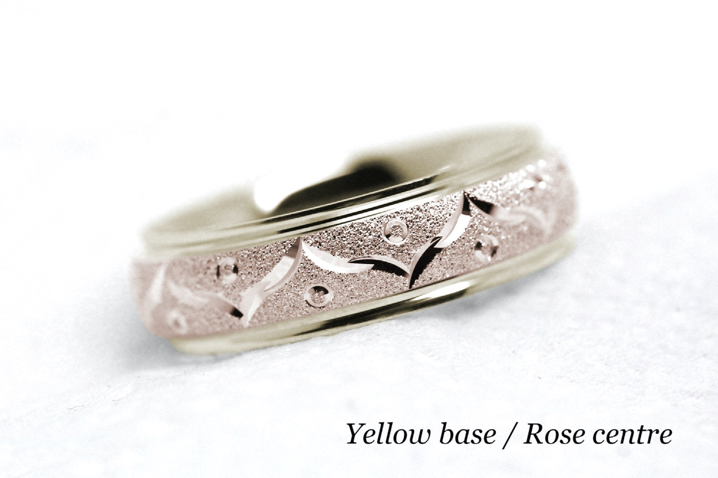 6mm Gold Wedding Band for Men and Women Sparkly Filigree Stardust | AT-0005