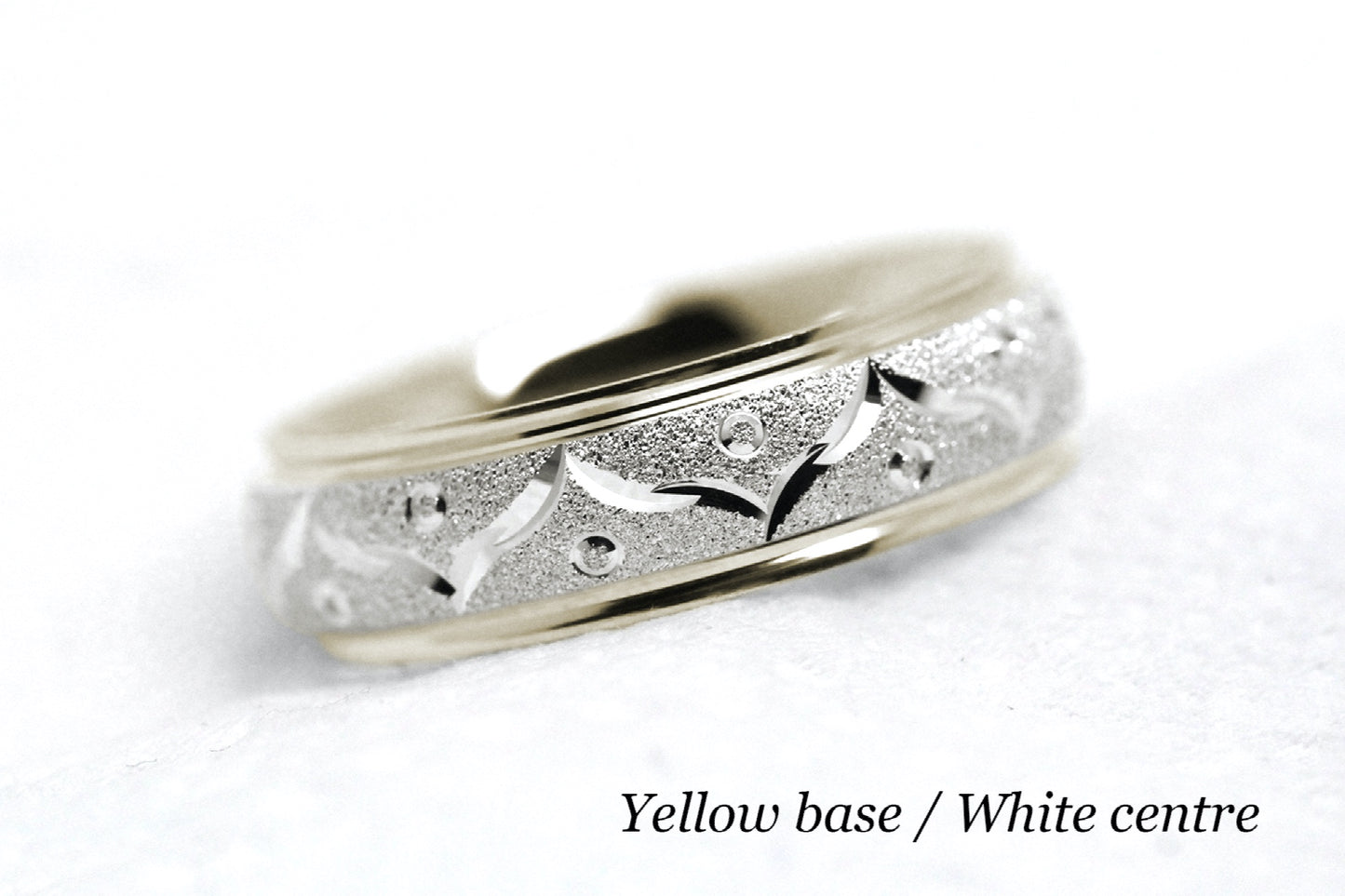6mm Gold Wedding Band for Men and Women Sparkly Filigree Stardust | AT-0005