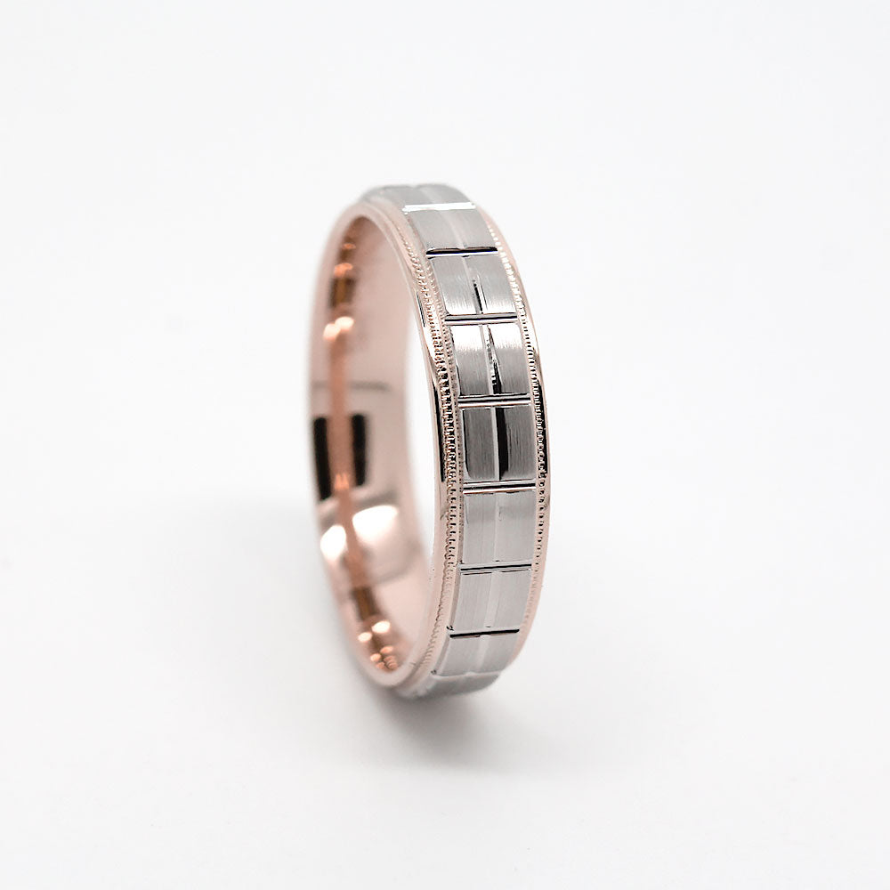 6mm Gold Wedding Band for Men and Women Geometric Pattern | AT-0006