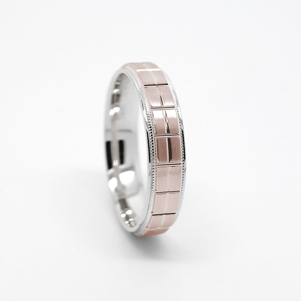 6mm Gold Wedding Band for Men and Women Geometric Pattern | AT-0006