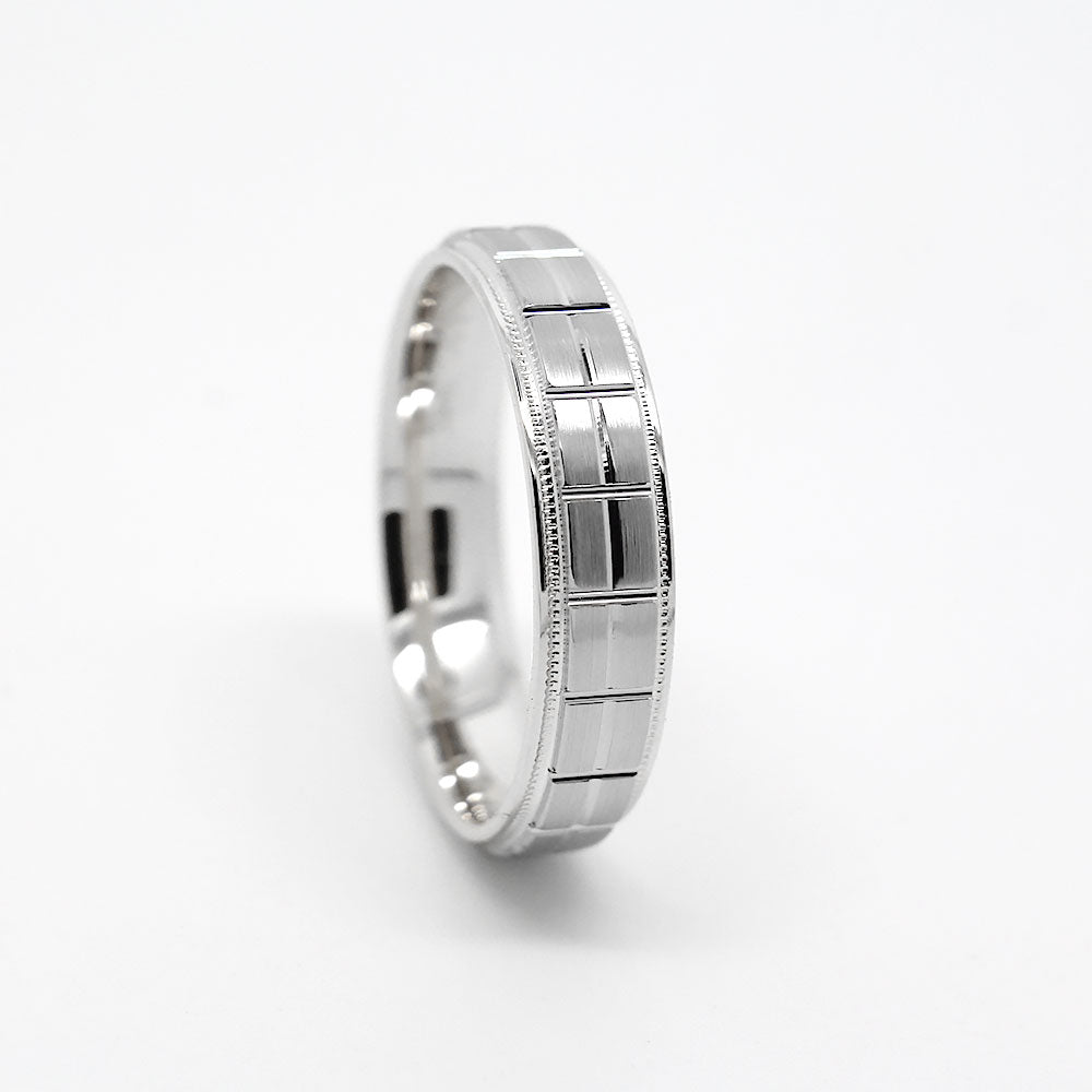6mm Gold Wedding Band for Men and Women Geometric Pattern | AT-0006