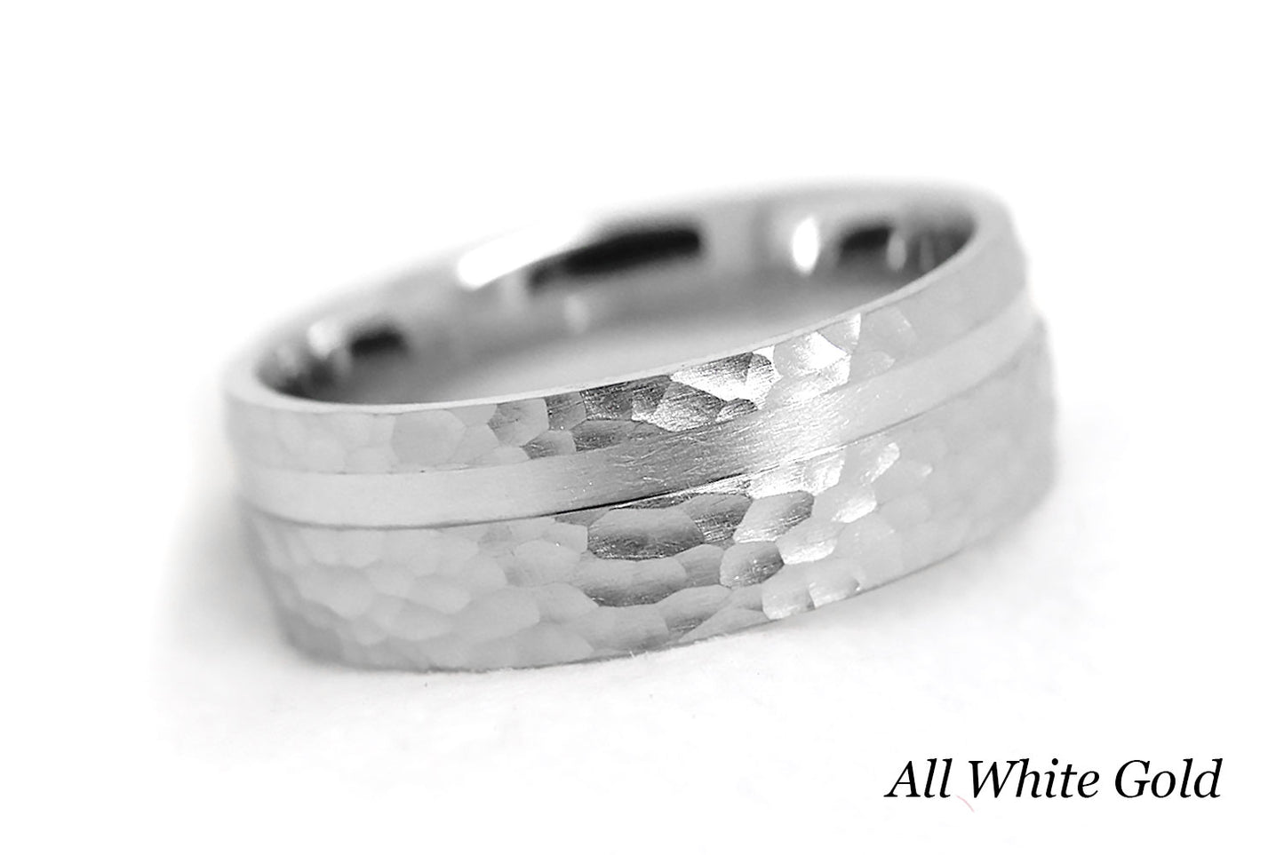 7mm Solid Gold Hammered Wedding Band for Men and Women Channel | AT-0007
