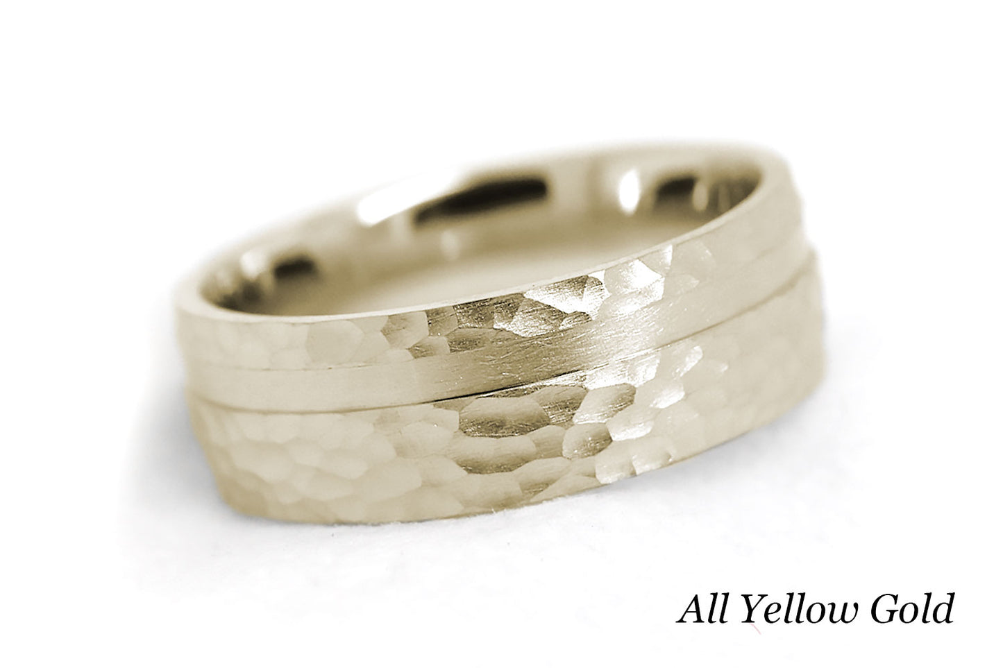 7mm Solid Gold Hammered Wedding Band for Men and Women Channel | AT-0007