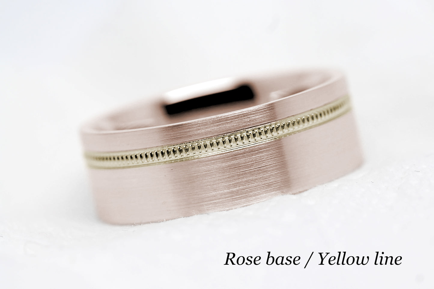 8mm Gold Wedding Band for Men and Women Flat Wide Milgrain | T-0007