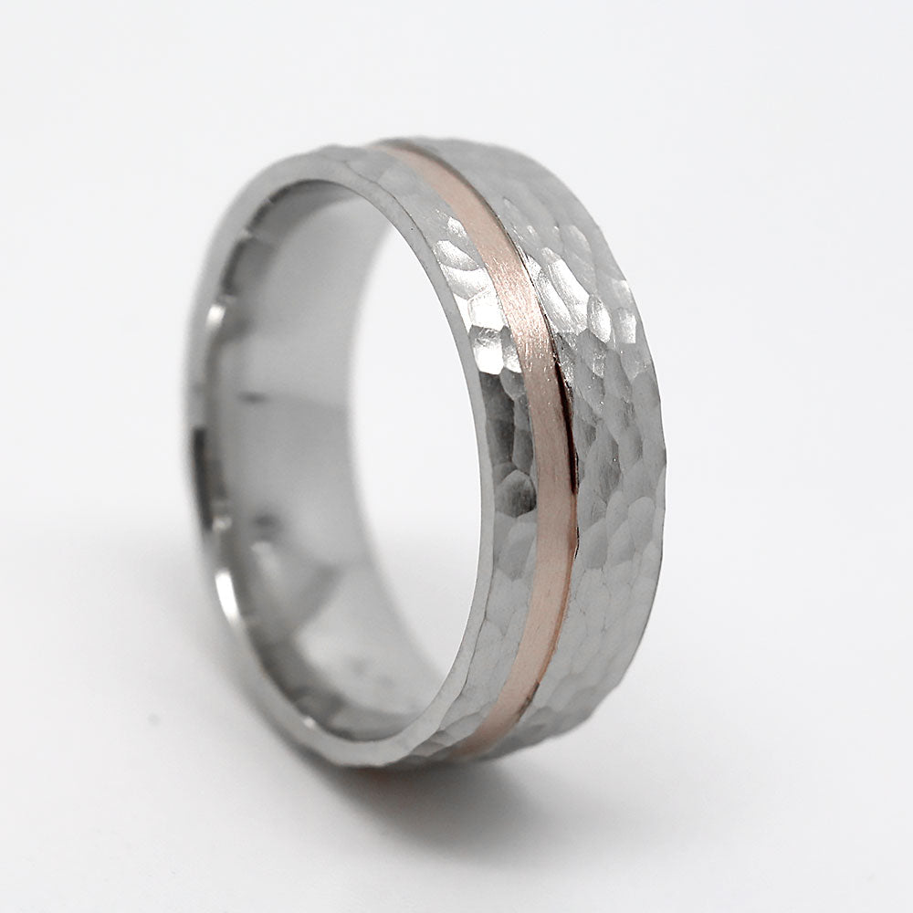 7mm Solid Gold Hammered Wedding Band for Men and Women Channel | AT-0007