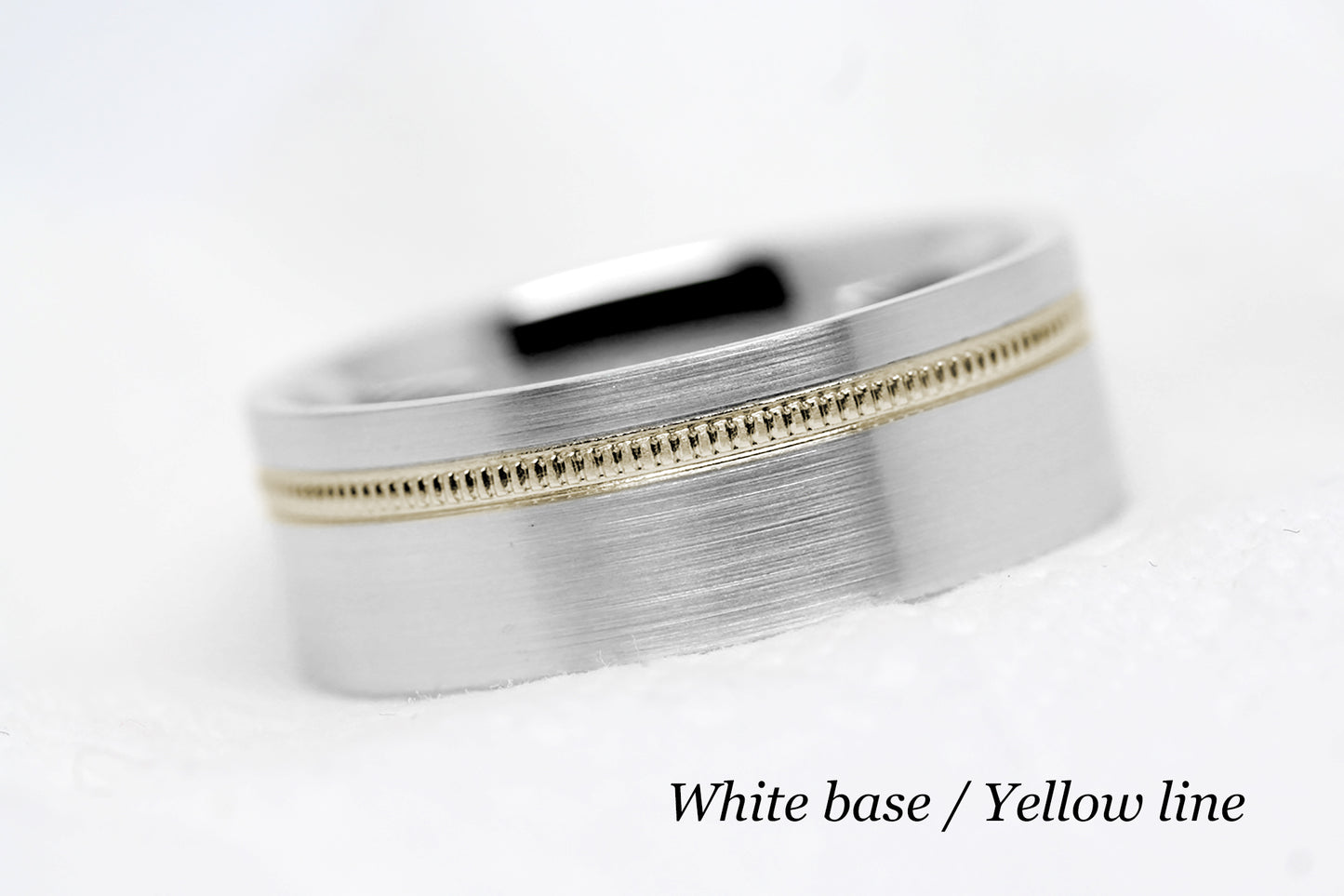 8mm Gold Wedding Band for Men and Women Flat Wide Milgrain | T-0007