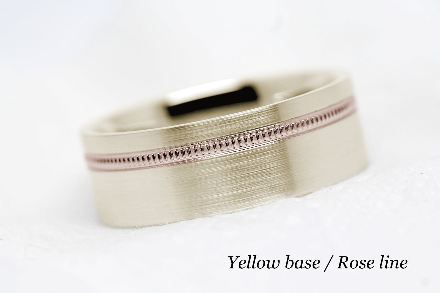8mm Gold Wedding Band for Men and Women Flat Wide Milgrain | T-0007
