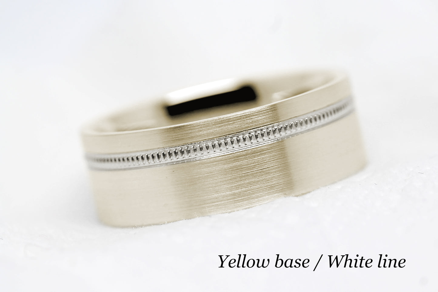 8mm Gold Wedding Band for Men and Women Flat Wide Milgrain | T-0007