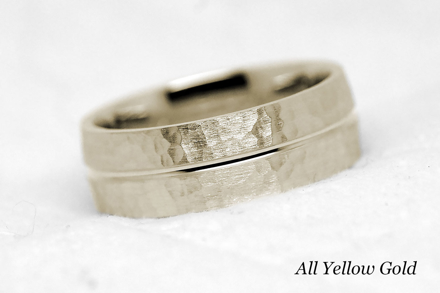 7mm Solid Gold Hammered Wedding Band for Men and Women with Line | AT-0008