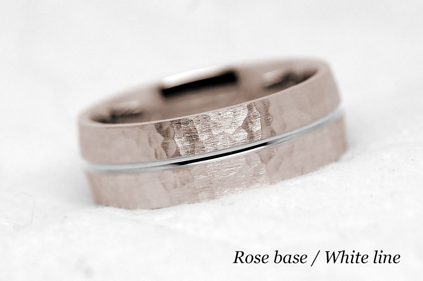 7mm Solid Gold Hammered Wedding Band for Men and Women with Line | AT-0008
