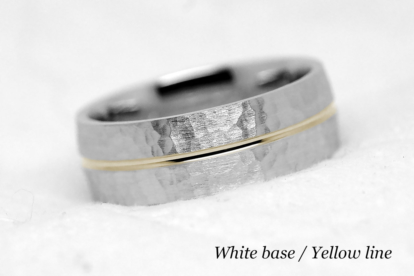 two tone gold hammered wedding band for men and women. Hammered gold wedding ring
