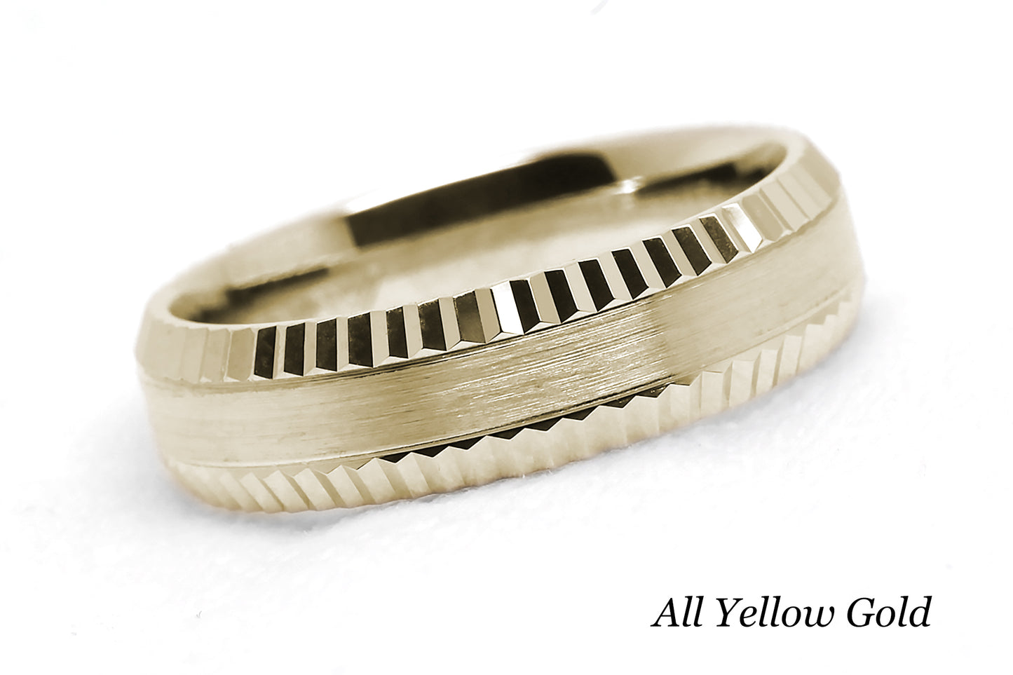 5mm Solid 10K 14K 18K Gold Men's Ring Faceted Edge | T-0009