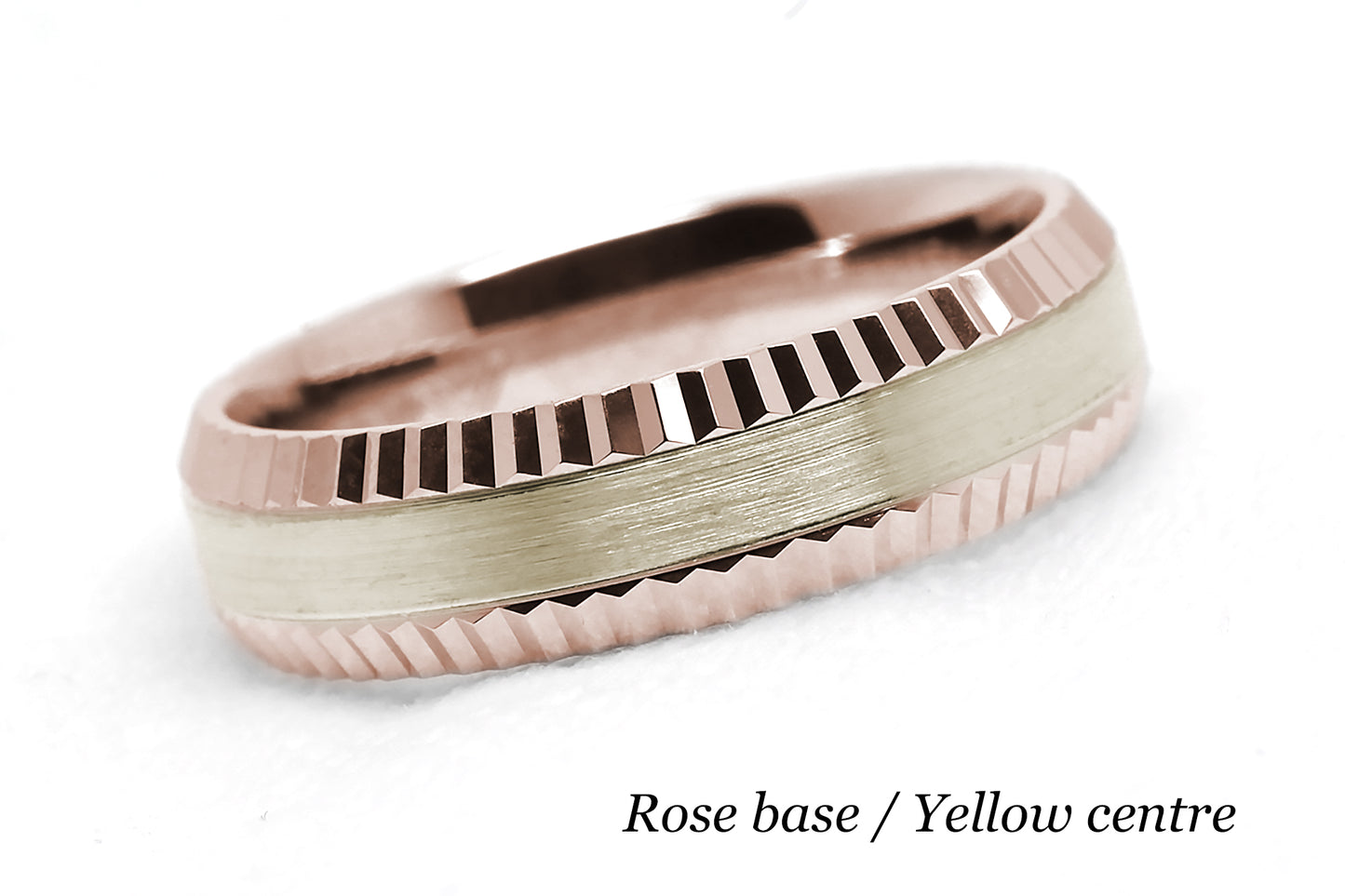 5mm Solid 10K 14K 18K Gold Men's Ring Faceted Edge | T-0009