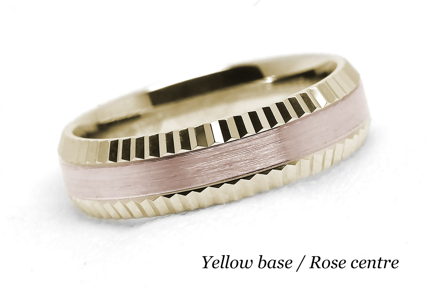 5mm Solid 10K 14K 18K Gold Men's Ring Faceted Edge | T-0009