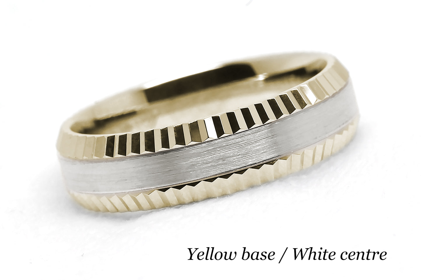 5mm Solid 10K 14K 18K Gold Men's Ring Faceted Edge | T-0009