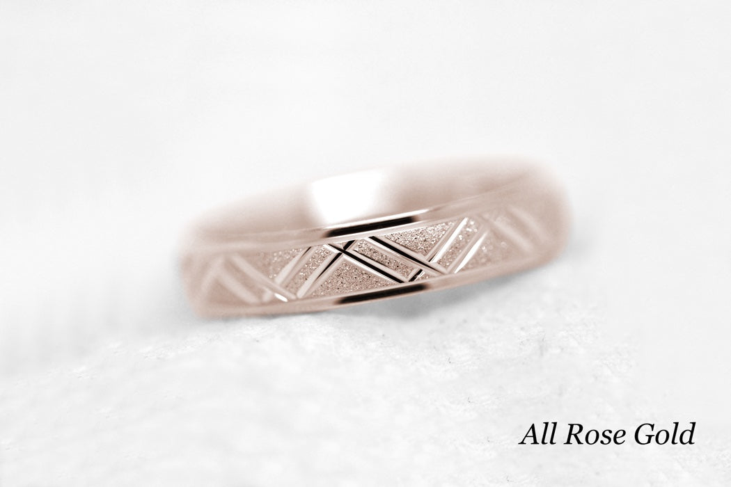 5mm Solid Gold Geometric Stardust Wedding Band for Men and Women | AT-0011