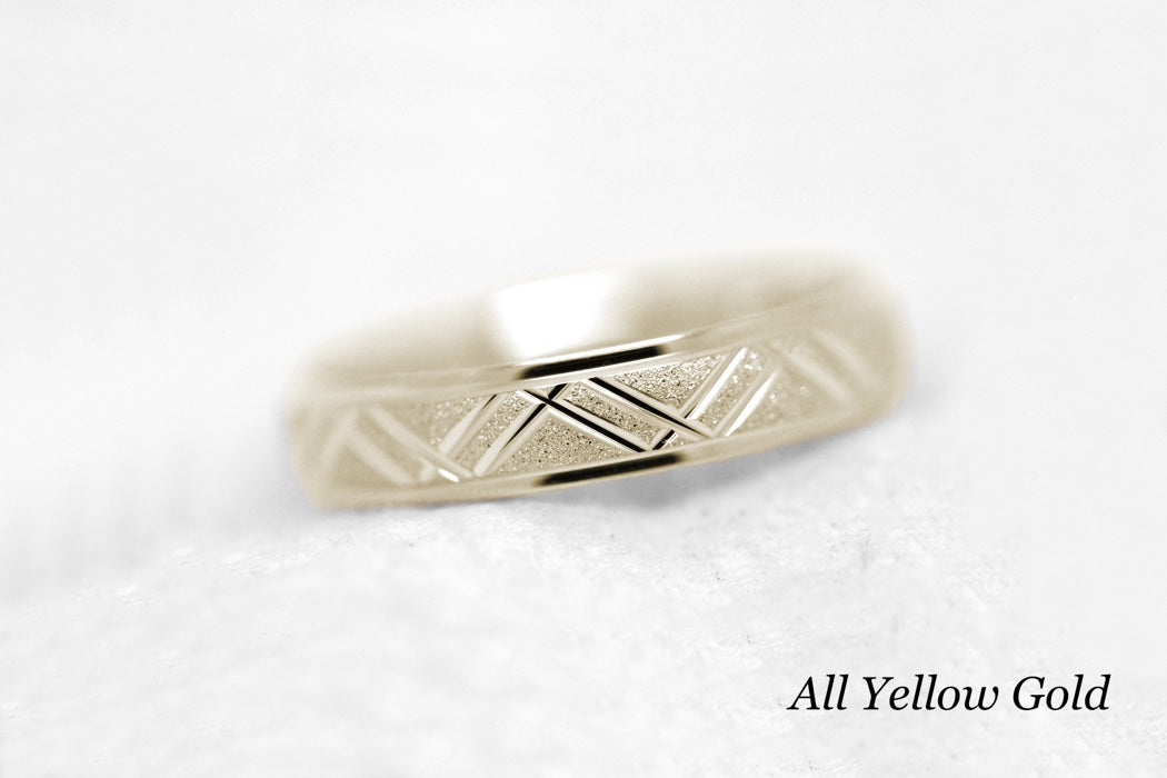 5mm Solid Gold Geometric Stardust Wedding Band for Men and Women | AT-0011