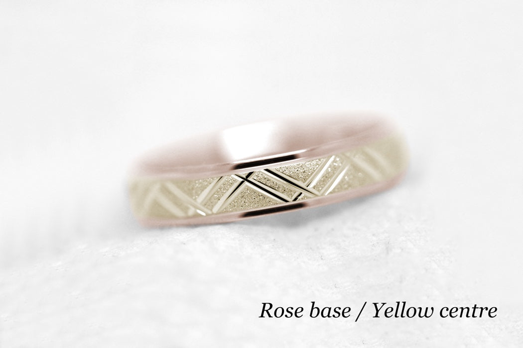 5mm Solid Gold Geometric Stardust Wedding Band for Men and Women | AT-0011