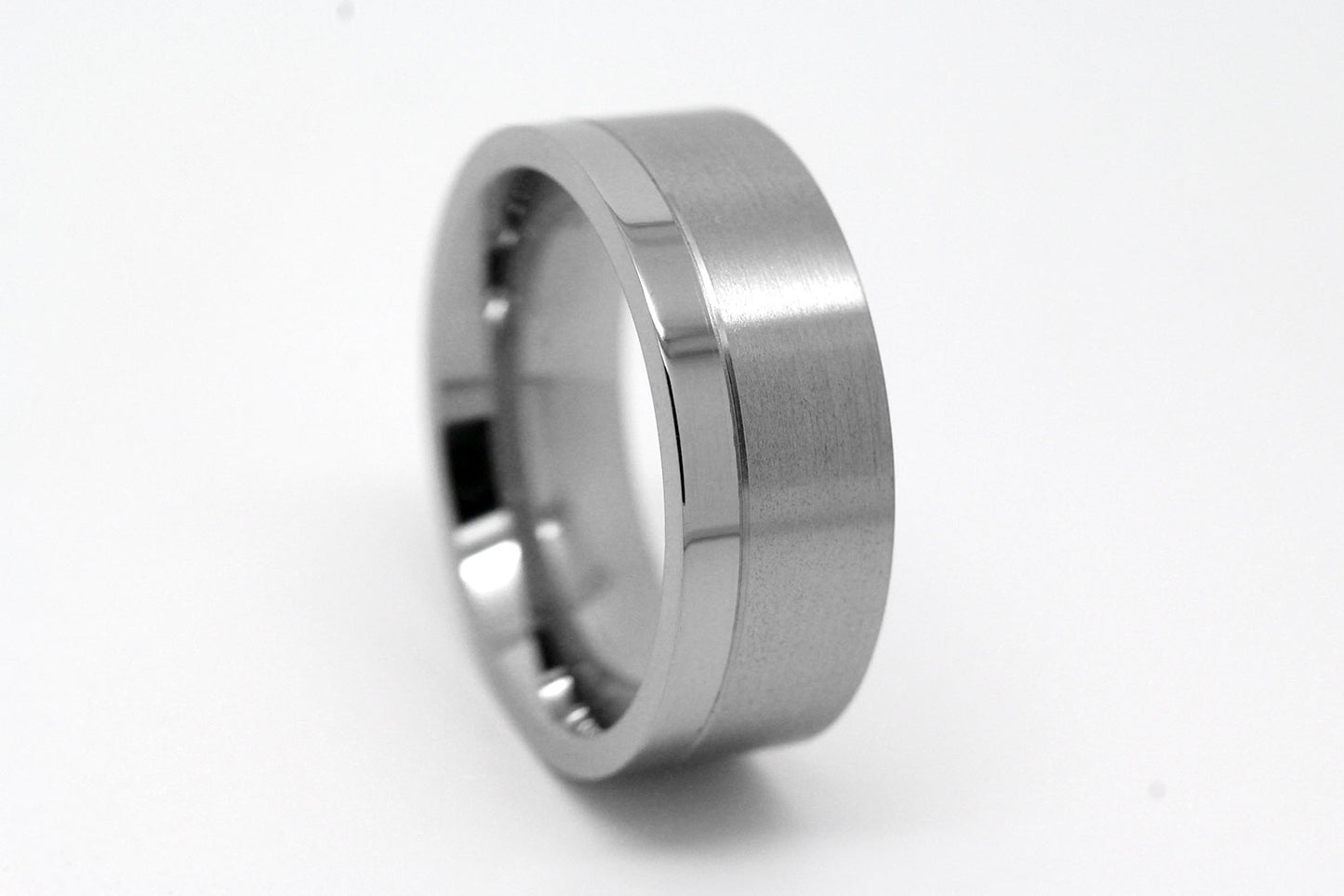 Titanium ring with matte and polished finish