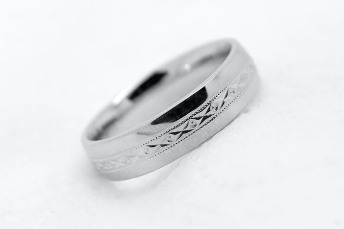 6mm 925 Silver Filigree Design Wedding Band for Men and Women with Polished Sides | T-0016