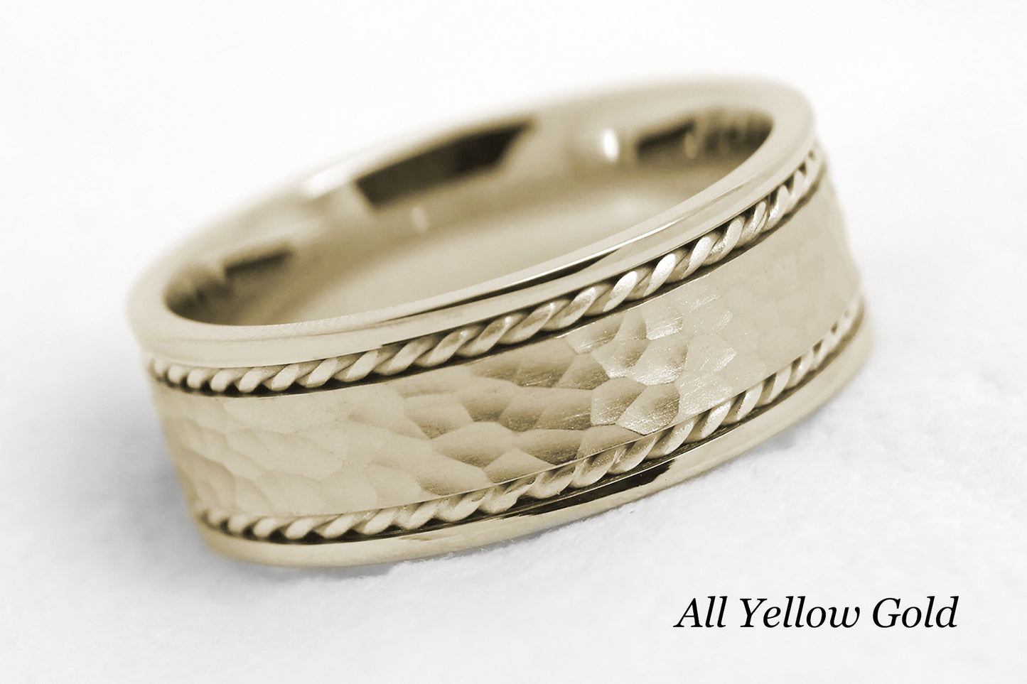 yellow gold hammered wedding ring