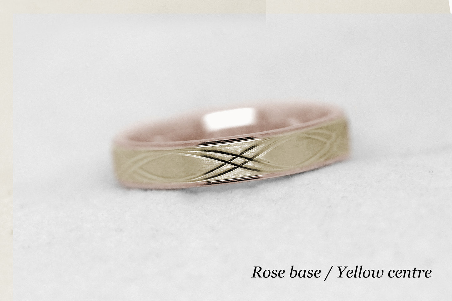 4mm 10K 14K 18K Gold Infinity Wedding Band for Men and Women | T-0017