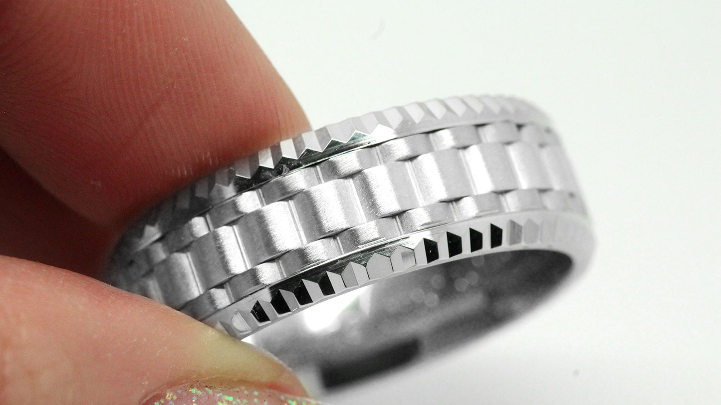 9mm 925 Silver Massive Faceted Edge Wedding Band for Men | AT-0017