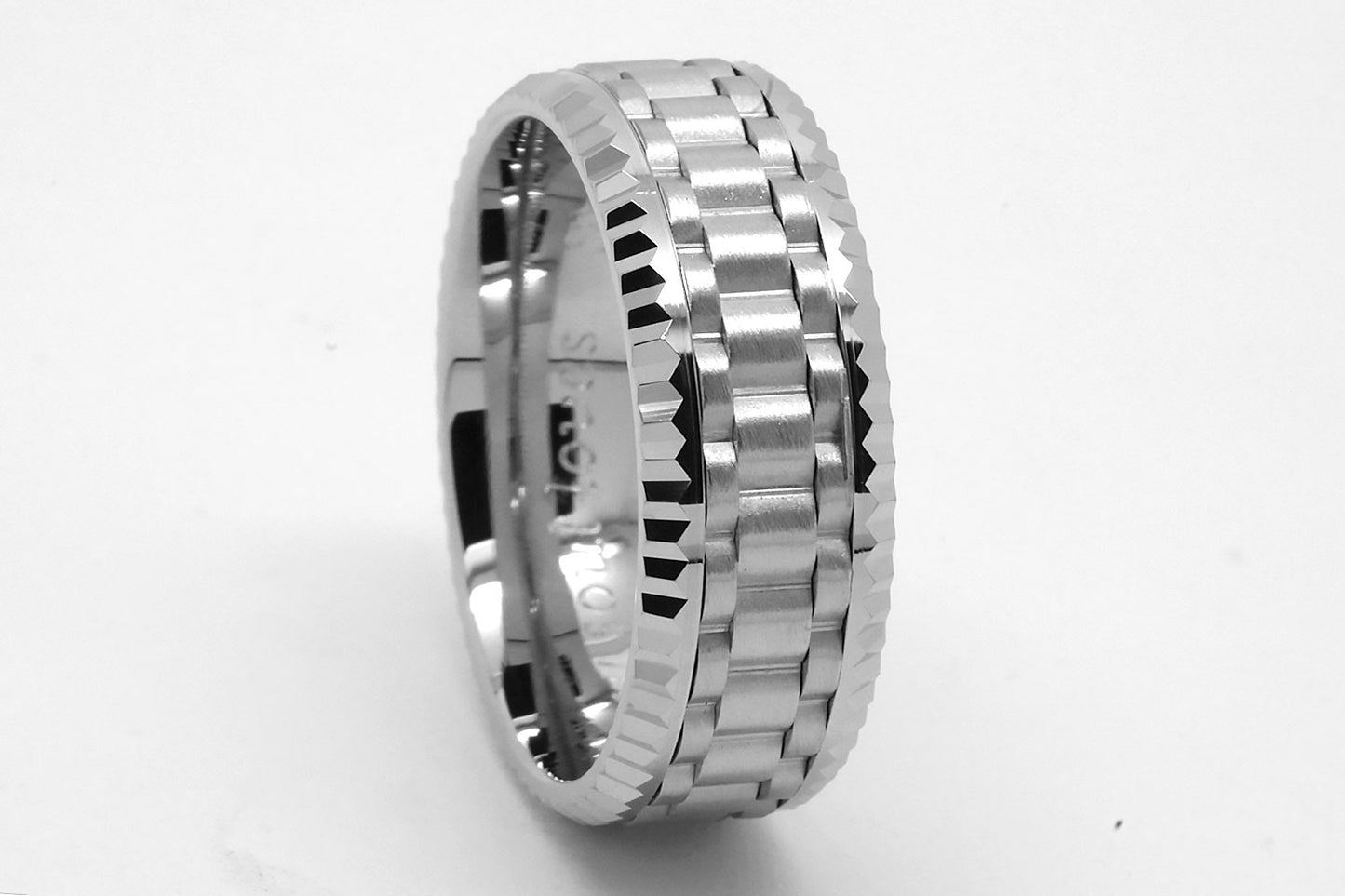 9mm 925 Silver Massive Faceted Edge Wedding Band for Men | AT-0017