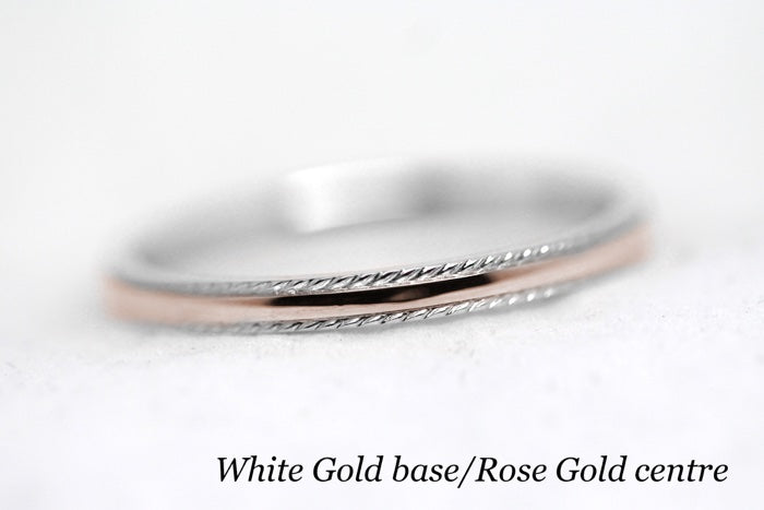 2mm Gold Plain Wedding Band for Women with Twisted edge | 2mm 10K 14K 18K Gold Women's Ring. Polished finish with twisted edges gives this ring an elegant and classic look. Where it alone or stack with other rings