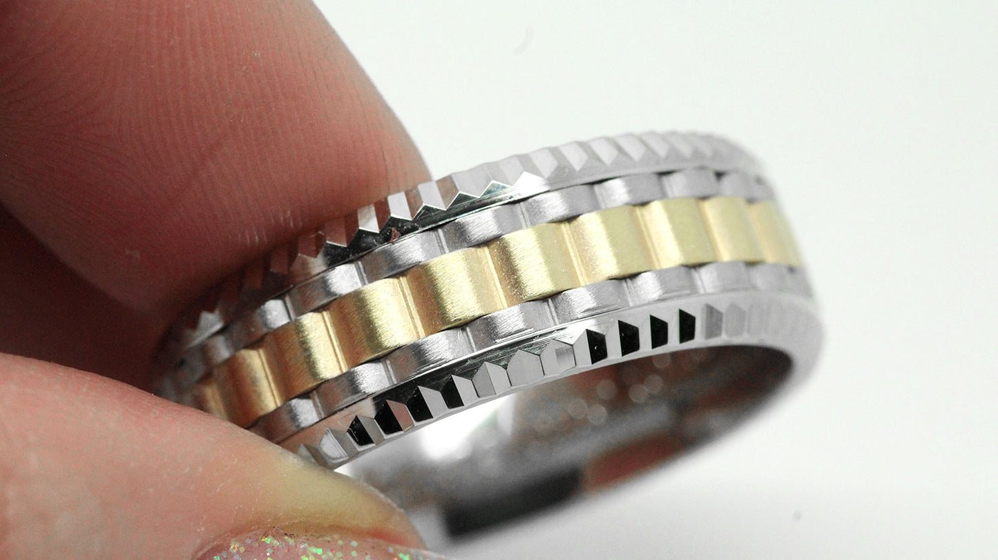 9mm Gold Massive Faceted Edge Wedding Band for Men | AT-0017
