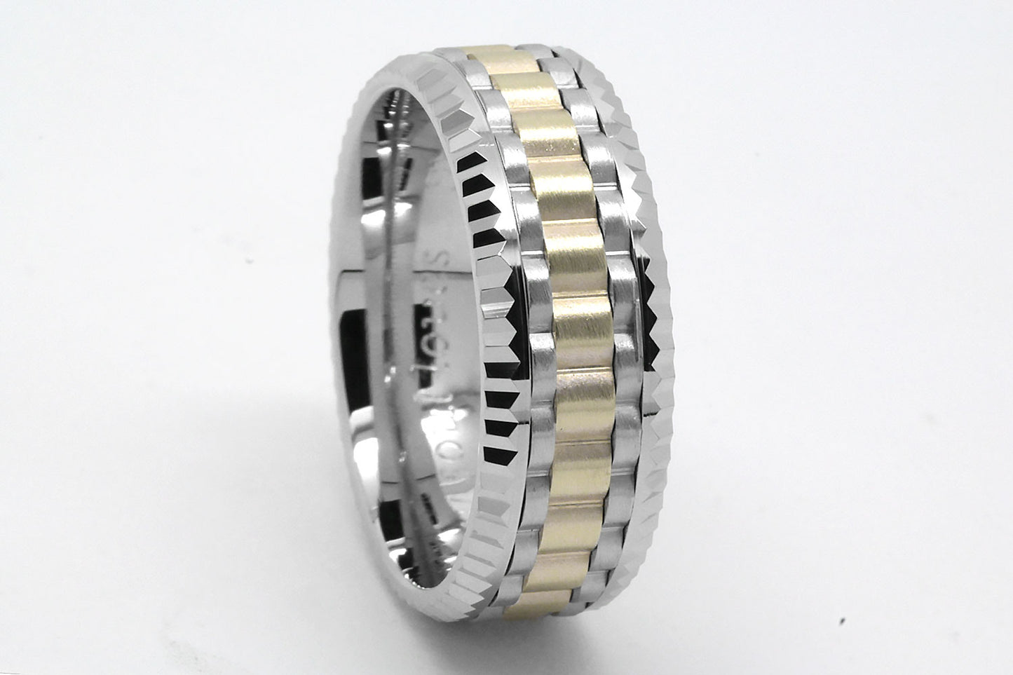 9mm Gold Massive Faceted Edge Wedding Band for Men | AT-0017